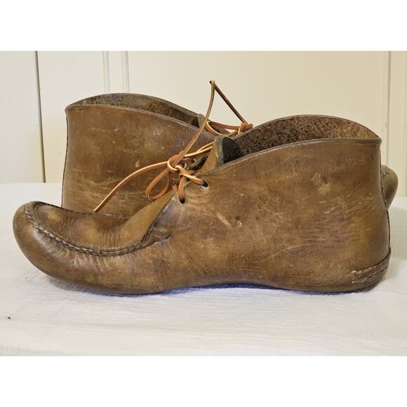 Vintage Double Stitched Genuine Leather Lace Up Mocs/ Ankle Boots Mens Size 9 main image 4